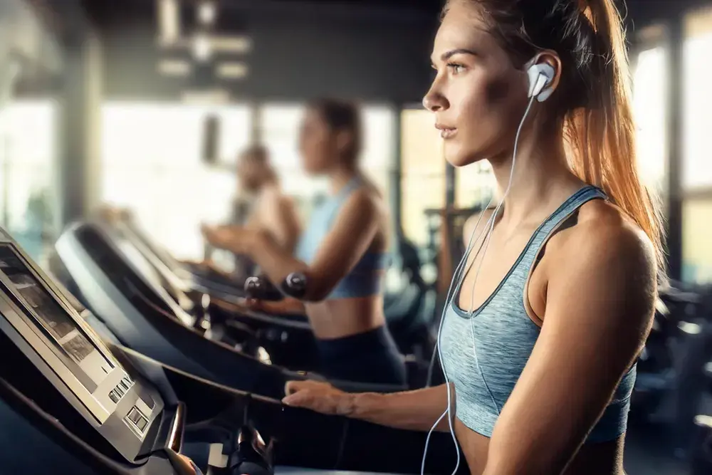 a woman on a treadmill